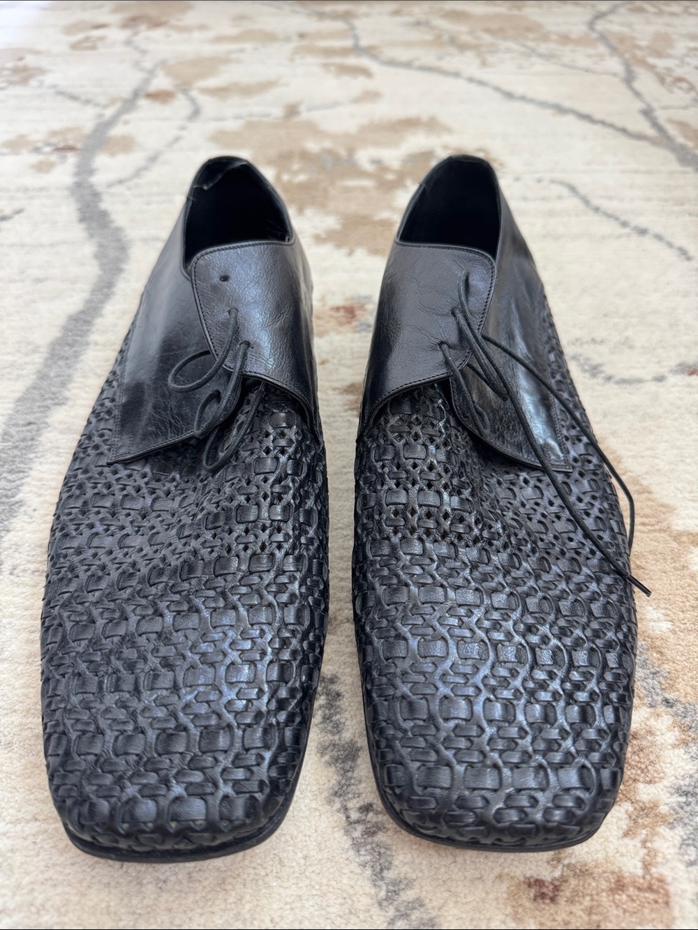 Baldinini Black Woven Leather Lace-Up Oxfords